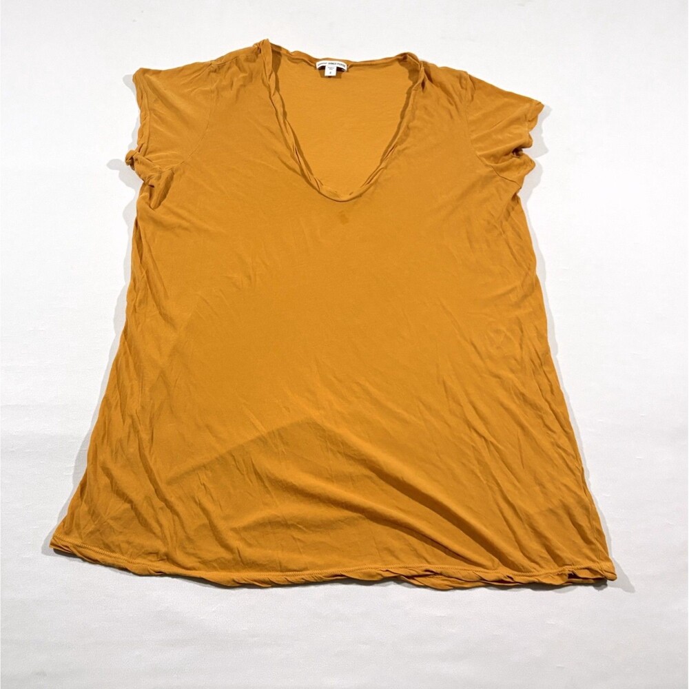 JAMES PERSE High Gauge Deep V Tee Jersey Orange Cotton T-shirt Sz 4 XL FLAW USA